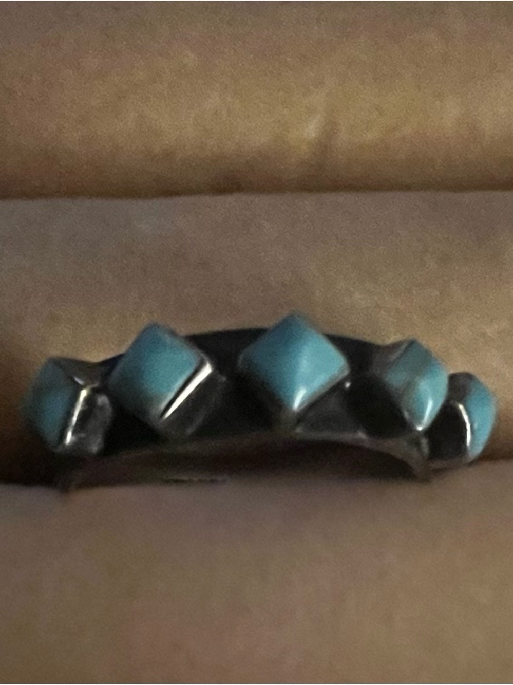 Silver Ring 925 with Turquoise Pyramid Stones